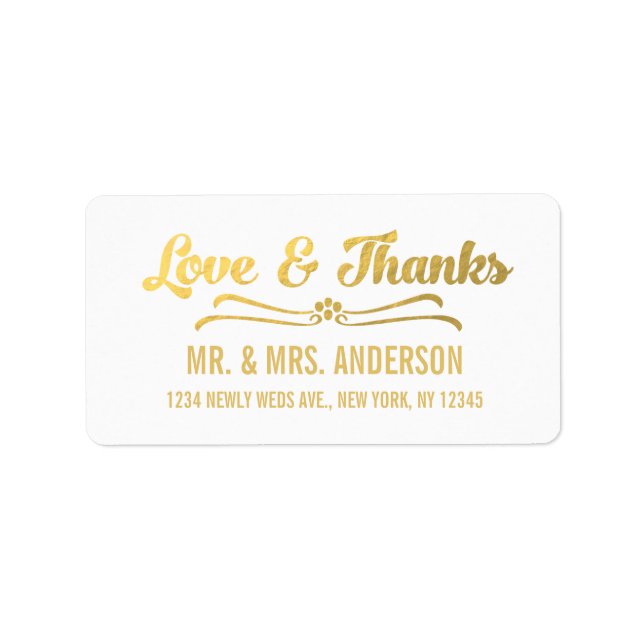 Gold Foil Elegant bröllop Tack Address Label Adressetikett (Framsidan)
