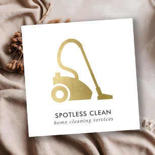 GOLD FOIL ENMPLE VACUUM CLEANER STÄDNING TJÄNST FYRKANTIGT VISITKORT