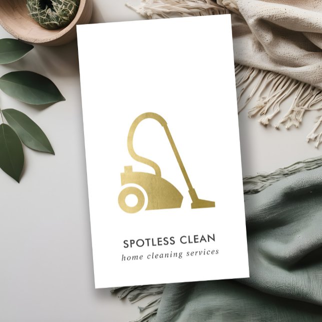 GOLD FOIL ENMPLE VACUUM CLEANER STÄDNING TJÄNST VISITKORT (Skapare uppladdad)