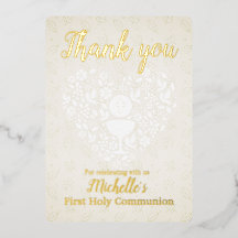 Gold Foil First Heliga Commo Tack you Card