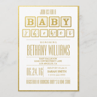 GOLD FOIL GLAMOR BABY SHOWER-INBJUDAN INBJUDNINGAR