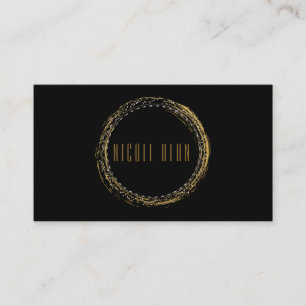 Gold Foil Glamor Circle Black Affärskort Visitkort