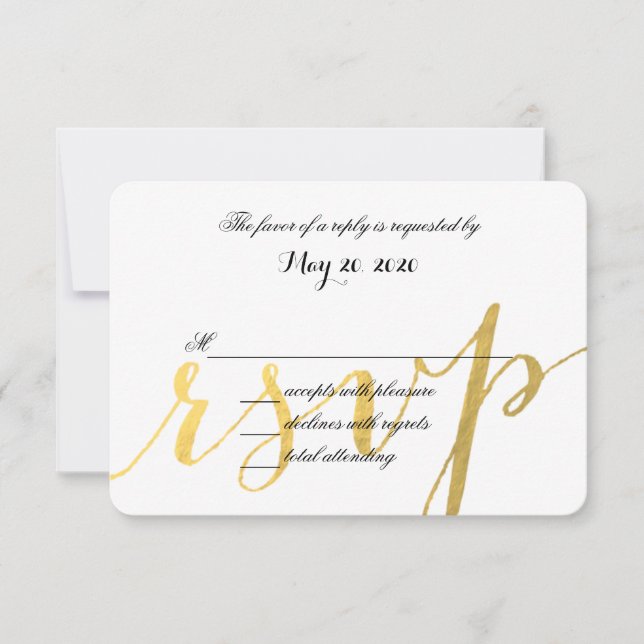 Gold Foil Glamor | Modern Bröllop OSA Card (Framsida)