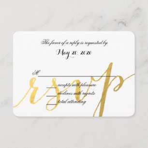 Gold Foil Glamor Modern Bröllop OSA Card Kort