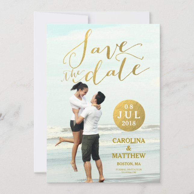 Gold Foil Glamor | Spara datumkortet i fotot Datumet (Framsida)
