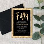 Gold Foil Glitter 50:e födelsedagsinbjudan Inbjudningar<br><div class="desc">Det här är en 50-årsinbjudan med en guld glitter och folie,  svart vit guld glansig gnistra flickflickas flickkille 50:e 50:e 550:e femtionde.</div>