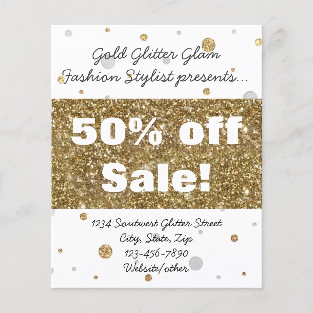 Gold Foil Glitter Confetti Salon/Advertisement Flygblad (Framsidan)