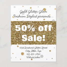 Gold Foil Glitter Confetti Salon/Advertisement Flygblad