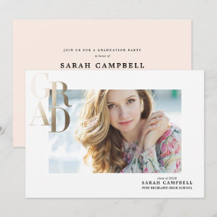 Gold Foil GRAD Studenten Card Inbjudningar