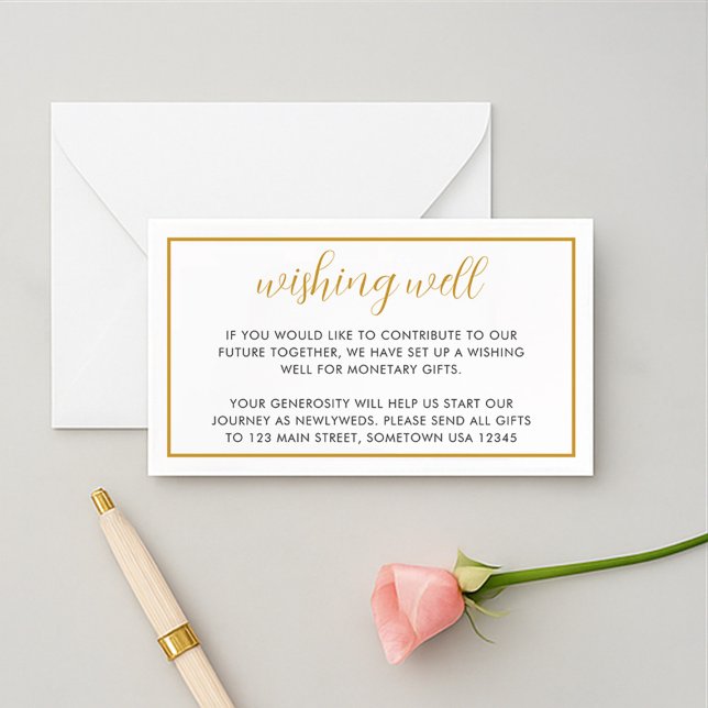 Gold Foil Gräns Wishing-brunn med minimal Elegant Tilläggskort (Skapare uppladdad)