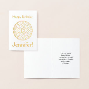 Gold Foil "Grattis på födelsedagen, Jennifer!" Kor Folierat Kort