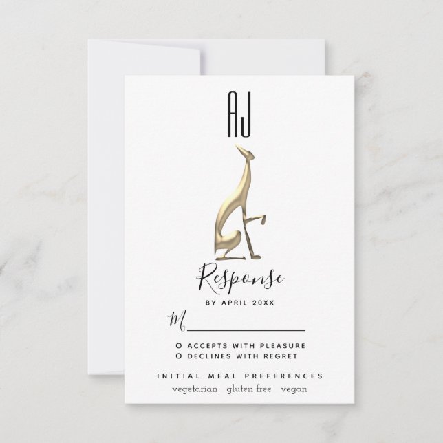 Gold Foil Greyhound Elegant Bröllop OSA Kort (Framsida)