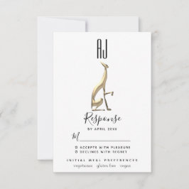 Gold Foil Greyhound Elegant Bröllop OSA Kort