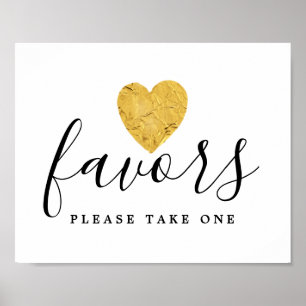 Gold Foil Heart-favoritskylt till prisvärt pris Poster