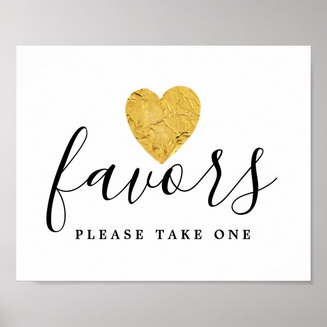 Gold Foil Heart-favoritskylt till prisvärt pris Poster (Framsidan)
