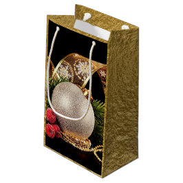 Gold Foil Helgdag Ribbon Silver Boll Gift Bag