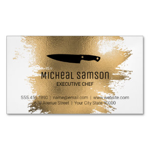 Gold Foil Knivar Chef Culinary Magnetiska Visitkort