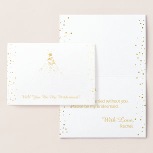 Gold Foil, kommer du bli min bridesmaid Confetti Folierat Kort