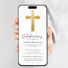 Gold Foil Kor Funeral Digital Evite Inbjudningar