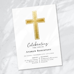 Gold Foil Kor Funeral Inbjudningar
