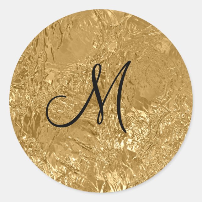 Gold Foil, krossad Runt Klistermärke (Framsida)