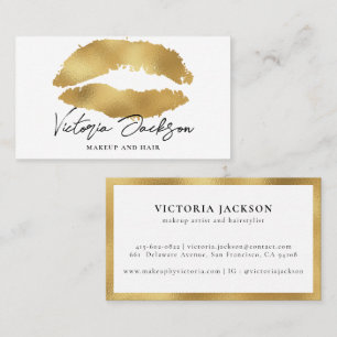 Gold Foil Läppar Modern Makeup Artist White Elegan Visitkort