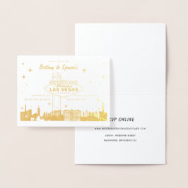 Gold Foil Las Vegas Skyline bröllopsinbjudan Folierat Kort