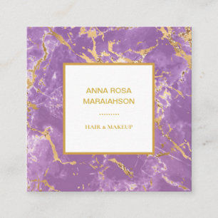 *~* Gold Foil Lavender Marble Modern Luxe Girly Fyrkantigt Visitkort