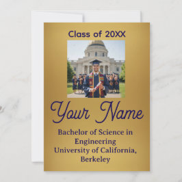 Gold Foil Look Minimalist Graduation Announcement  Meddelande