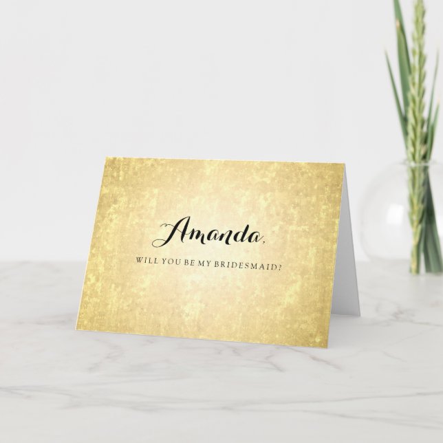 Gold Foil look Stars Confetti BE My Bridesmaid Inbjudan (Framsida)