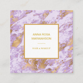 *~* Gold Foil Luxe Lavender Marble Modern Girly Fyrkantigt Visitkort