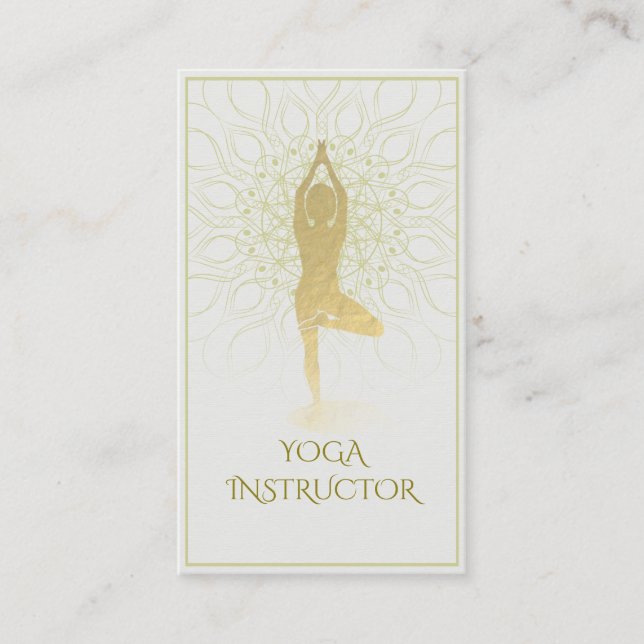 Gold Foil Mandala Blommigt Yoga Meditation Om Symb Visitkort (Framsida)