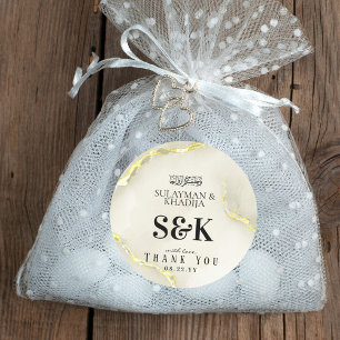Gold Foil Marble Struktur Islamic Bröllop Tack Runt Klistermärke