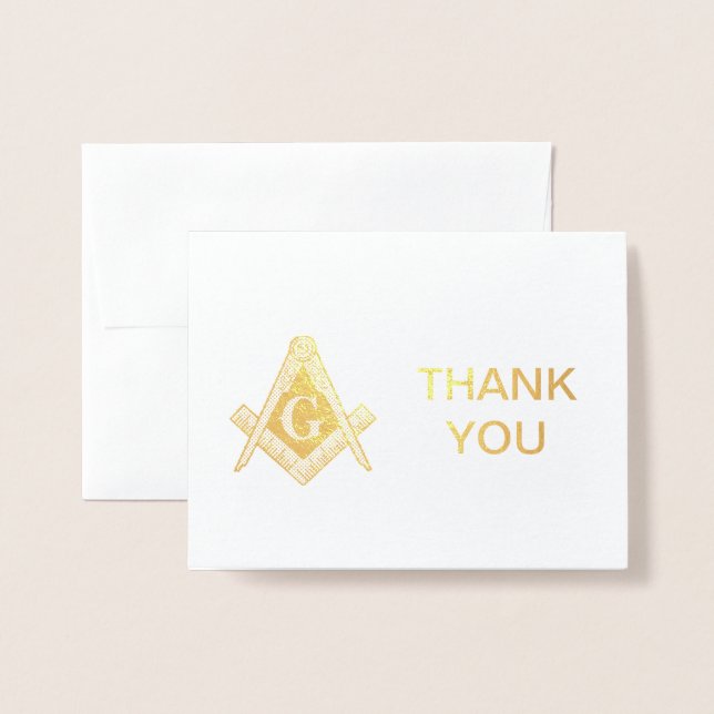 Gold Foil Masonic Freemasonry Tack Folierat Kort (Framsida med kuvert)