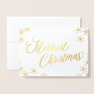 Gold Foil Merriest jul Stars Greykort Folierat Kort