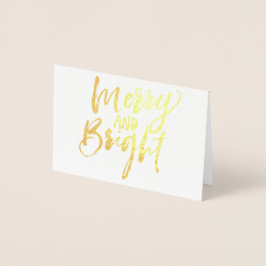 Gold Foil Merry & Bright Helgdag jul Photo Folierat Kort