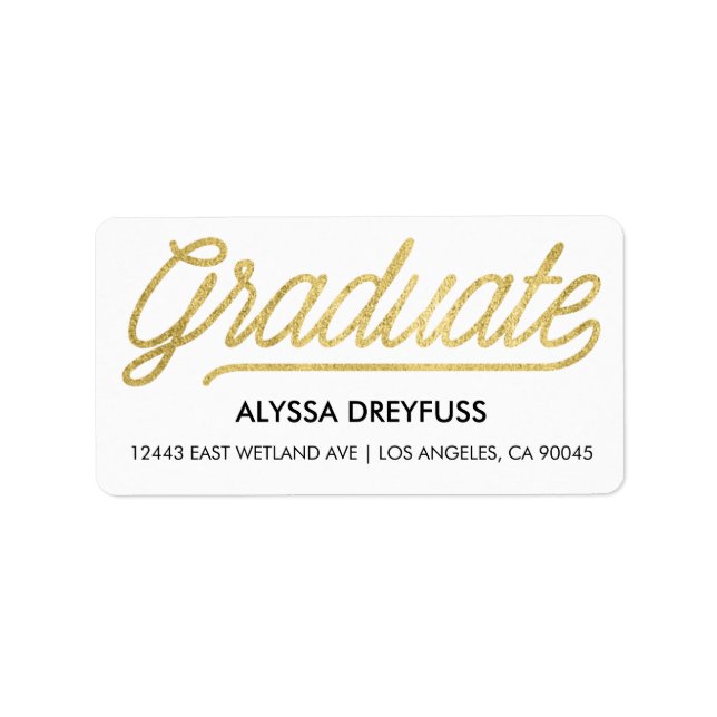 Gold Foil Modern Script Student-Adressetiketter Adressetikett (Framsidan)