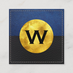 Gold Foil Monogram Blocket Färg i läder Fyrkantigt Visitkort