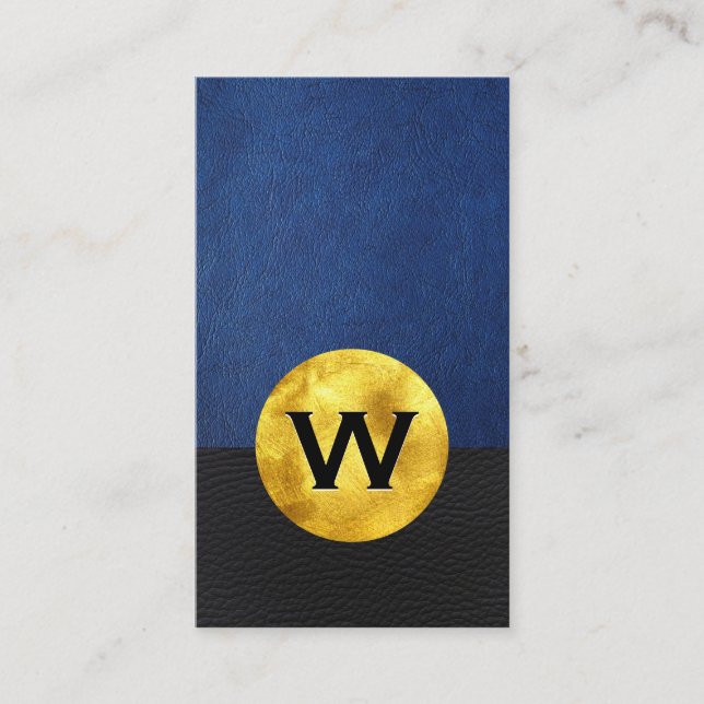 Gold Foil Monogram | Blocket Färg i läder Visitkort (Framsida)