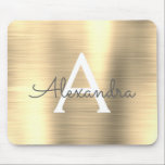 Gold Foil Monogram Namn Mousepad Musmatta<br><div class="desc">Guld Faux Brushed Metall Monogram Namn Monogram Mousepad. Den här muspekaren kan anpassas till din första namn.</div>
