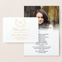 Gold Foil Monogram Photo College Graduation Folierat Kort