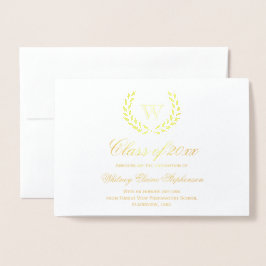 Gold Foil Monogram Photo College Graduation Folierat Kort