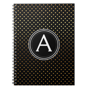 Gold Foil Monogram Polka Dot-anteckningsbok Anteckningsbok Med Spiral