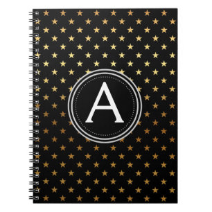 Gold Foil Monogram Stars - bärbar dator Anteckningsbok Med Spiral