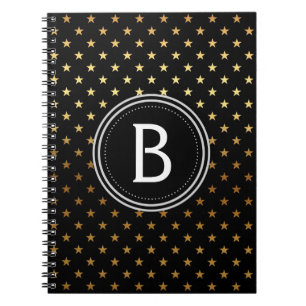 Gold Foil Monogram Stars - bärbar dator Anteckningsbok Med Spiral