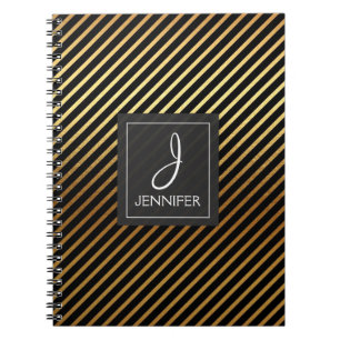 Gold Foil Monogram Stipe-anteckningsbok Anteckningsbok Med Spiral