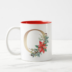 Gold Foil O Monogram Gräs & Berry jul Två-Tonad Mugg