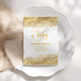 Gold Foil Oh Baby Shower Inbjudningar