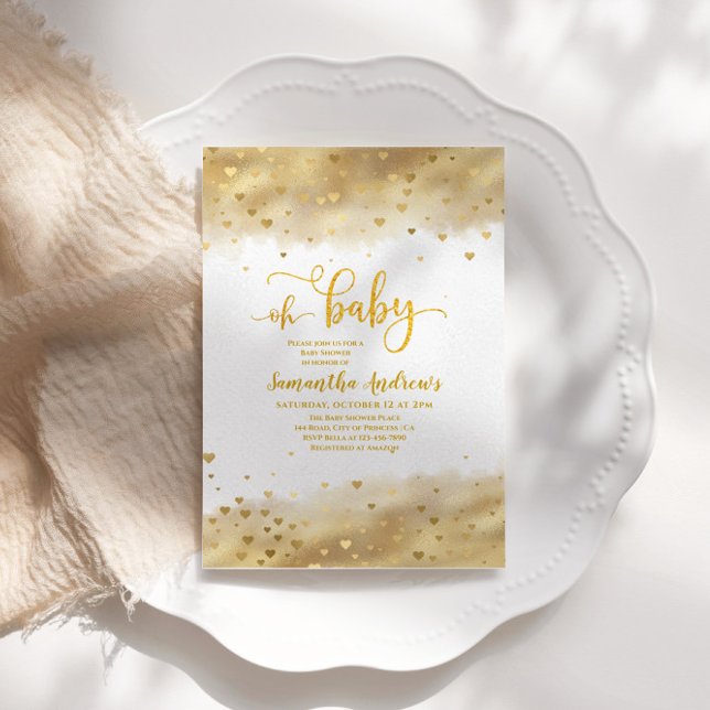 Gold Foil Oh Baby Shower Inbjudningar (Skapare uppladdad)