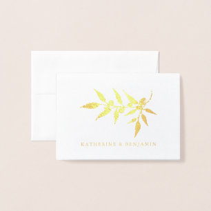Gold Foil Olive Gren Bröllop Folierat Kort